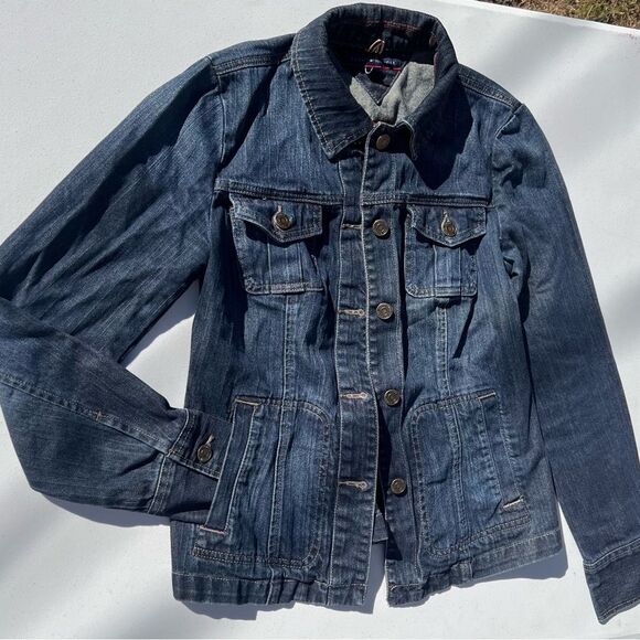 Tommy Hilfiger Dark Denim Jacket with Red Accents - Picture 3 of 4